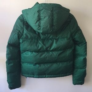 Green polkadot puffer down jacket XS